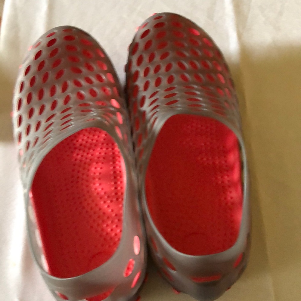 Athletic Work Gray, Pink and Clear Clogs size 9/10
